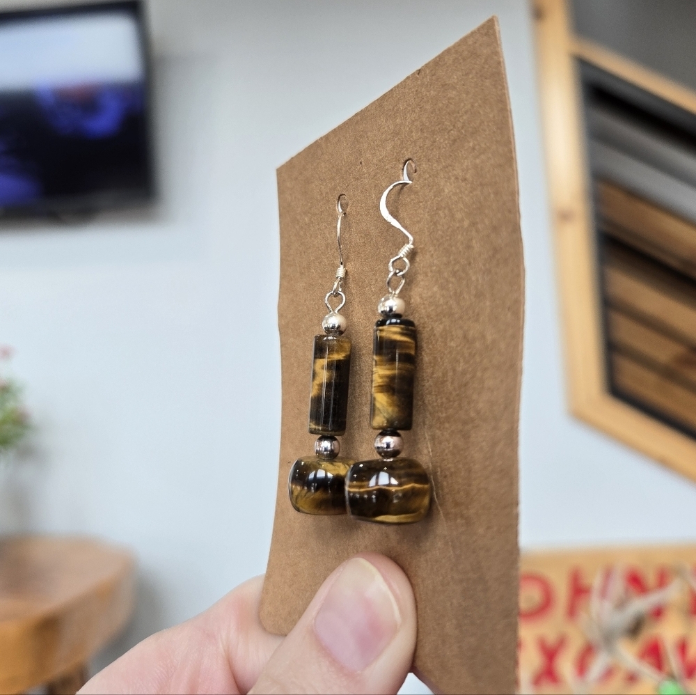 Amber Gemstone Sterling Earrings